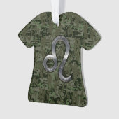 レオ〔占星術の〕十二宮図サインオングリーンデジタルカモフラージュ オーナメント (正面)