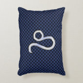 レオ〔占星術の〕十二宮図サインオンネイビーブルーカーボンファイバープリント アクセントクッション (正面(垂直))