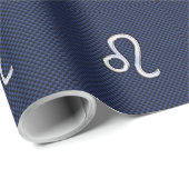 レオ〔占星術の〕十二宮図サインオンネイビーブルーカーボンファイバープリント ラッピングペーパー (ロールコーナー)