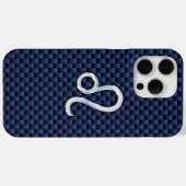 レオ〔占星術の〕十二宮図サインオンネイビーブルーカーボンファイバープリント Case-Mate iPhoneケース (裏面 (横))