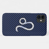 レオ〔占星術の〕十二宮図サインオンネイビーブルーカーボンファイバープリント Case-Mate iPhoneケース (裏面(横))