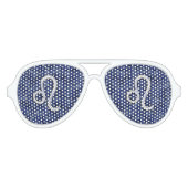 レオ〔占星術の〕十二宮図サインオンブルーデジタルカモフラージュ アビエーターサングラス (正面)