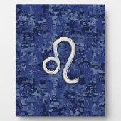 レオ〔占星術の〕十二宮図サインオンブルーデジタルカモフラージュ フォトプラーク (正面)