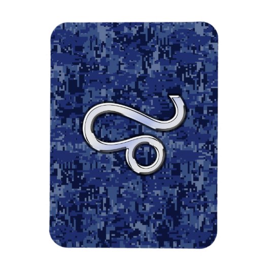 レオ〔占星術の〕十二宮図サインオンブルーデジタルカモフラージュ マグネット (縦)