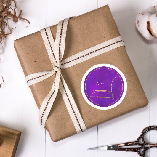 レオ〔占星術の〕十二宮図サインゴールドフォイル星座 ラウンドシール