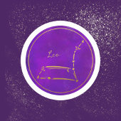 レオ〔占星術の〕十二宮図サインゴールドフォイル星座 ラウンドシール