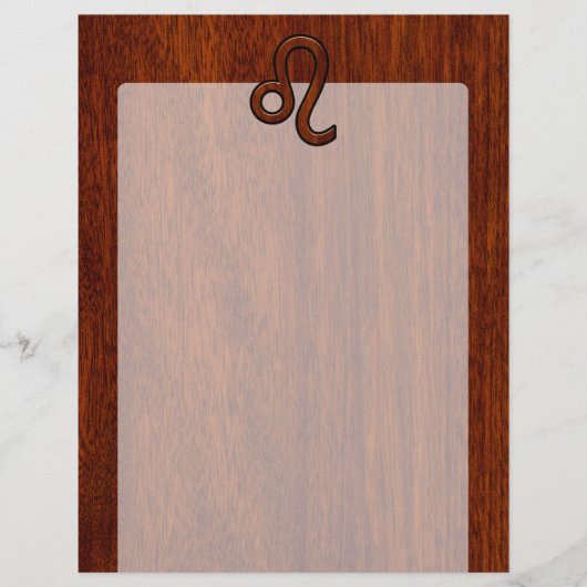 レオ〔占星術の〕十二宮図シンボルインマホガニー木材スタイルデコール (正面)