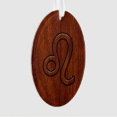 レオ〔占星術の〕十二宮図シンボルインマホガニー木材スタイルデコール オーナメント (正面)