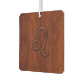 レオ〔占星術の〕十二宮図シンボルインリッチマホガニー木材スタイル カーエアーフレッシュナー (左)