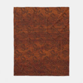 レオ〔占星術の〕十二宮図シンボルインリッチマホガニー木材スタイル フリースブランケット (正面)