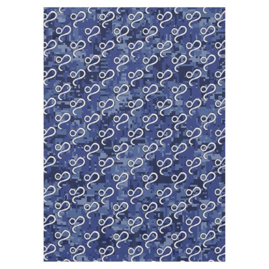 レオ〔占星術の〕十二宮図シンボルオンネイビーブルーデジタルカモフラージュ テーブルクロス (正面)