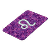 レオ〔占星術の〕十二宮図シンボルオンピンク明るい赤紫色デジタル迷彩柄 マグネット (左側)