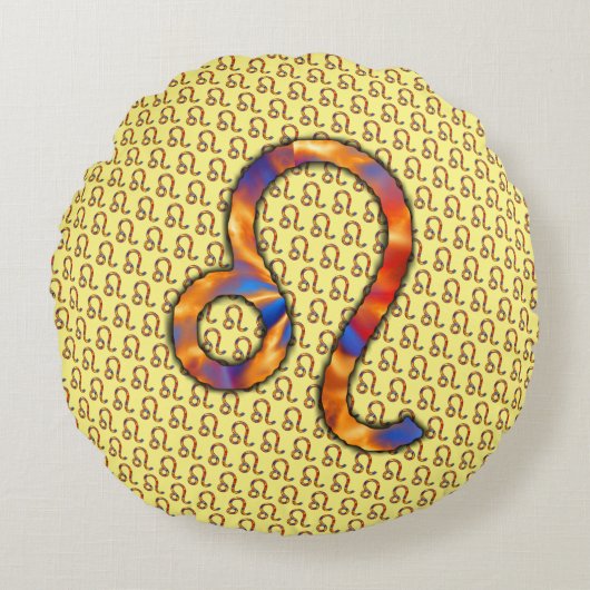 レオ〔占星術の〕十二宮図シンボル要素Kenneth Yoncich ラウンドクッション (正面)