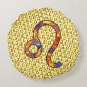 レオ〔占星術の〕十二宮図シンボル要素Kenneth Yoncich ラウンドクッション (裏面)