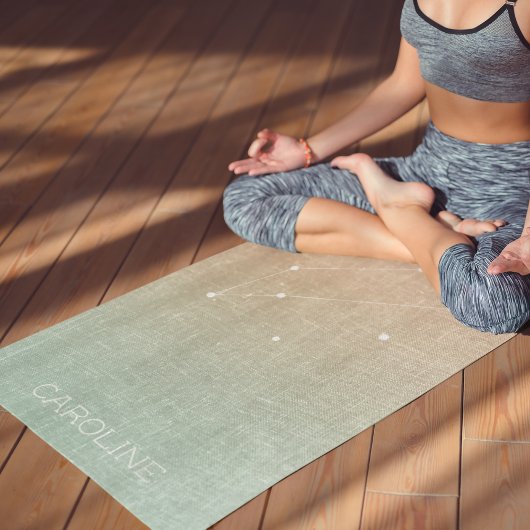 レオ〔占星術の〕十二宮図スターコンステレーション名前をカスタムするティール（緑がかった色） ヨガマット