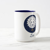 レオ〔占星術の〕十二宮図デザインブルーアンドホワイトツートーンマグ15 o ツートーンマグカップ (正面右)