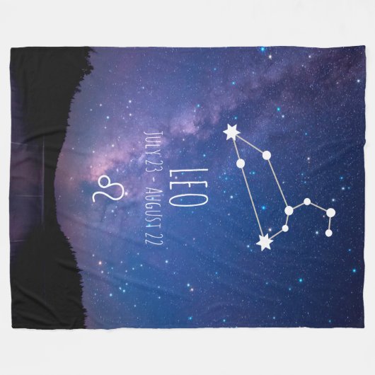 レオ |〔占星術の〕十二宮図パーソナライズされた星座 フリースブランケット (正面(横))