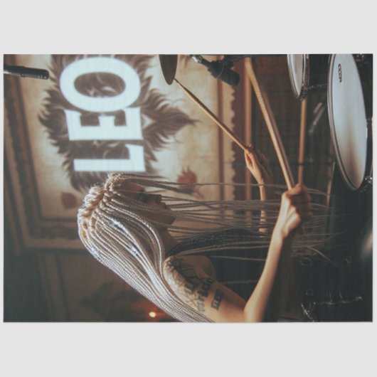 レオ〔占星術の〕十二宮図ミュージシャンドラムズデコページ 薄葉紙 (正面)