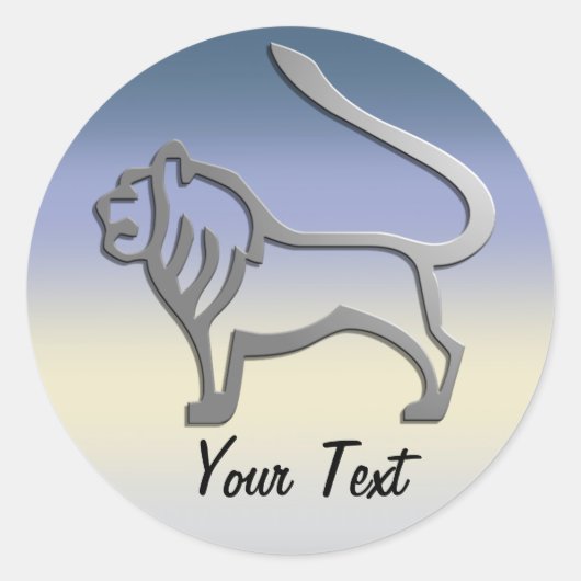 レオ〔占星術の〕十二宮図ライオンスターサインインライトシルバー ラウンドシール (正面)