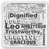 レオ〔占星術の〕十二宮図ワードクラウドインスピレーションビニル シール (正面)