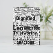 レオ〔占星術の〕十二宮図ワードクラウドインスピレーション挨拶 カード (スタンド正面)