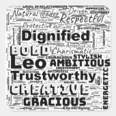 レオ〔占星術の〕十二宮図ワードクラウドインスピレーション スクエアシール (正面)