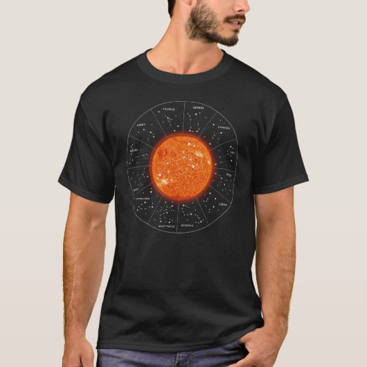レオ〔占星術の〕十二宮図占星術のサイン – ファイリーゴールデンサン Tシャツ (正面)