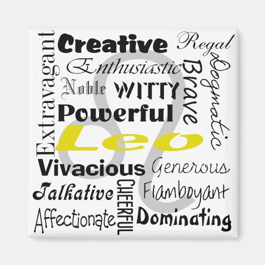 レオ〔占星術の〕十二宮図星占いコラージパターン マグネット (正面)