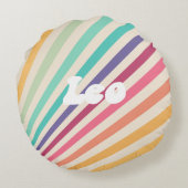 レオ〔占星術の〕十二宮図星占いレインボー ラウンドクッション (裏面)