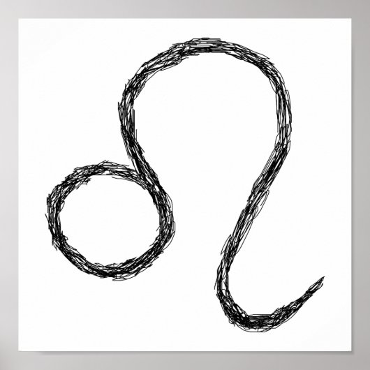 レオ。〔占星術の〕十二宮図星占い標識。ブラック. ポスター (正面)