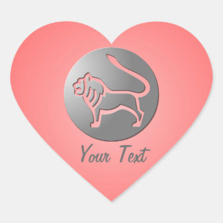 レオ〔占星術の〕十二宮図星印シルバーピンクハート形 ハートシール