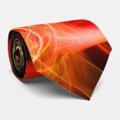 レオ〔占星術の〕十二宮図標識,赤オレンジ色のフラクタル波,渦巻き ネクタイ (ロール)