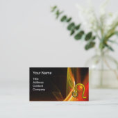 レオ〔占星術の〕十二宮図標識，赤オレンジ色のフラクタル波，渦巻き 名刺 (スタンド正面)