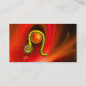 レオ〔占星術の〕十二宮図標識，赤オレンジ色のフラクタル波，渦巻き 名刺 (裏面)