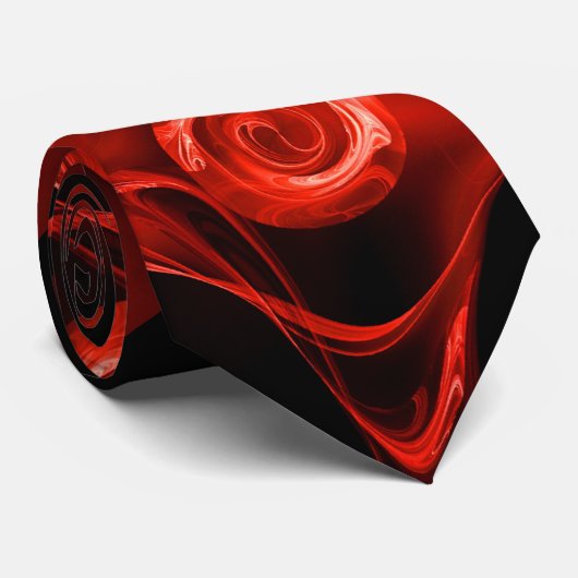 レオ〔占星術の〕十二宮図標識,黒の赤いフラクタルバラ ネクタイ (ロール)