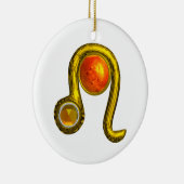 レオ〔占星術の〕十二宮図誕生日ジュエルイエロトパス金ゴールド セラミックオーナメント (右)