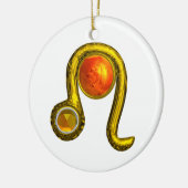 レオ〔占星術の〕十二宮図誕生日ジュエルイエロトパス金ゴールド セラミックオーナメント (左)