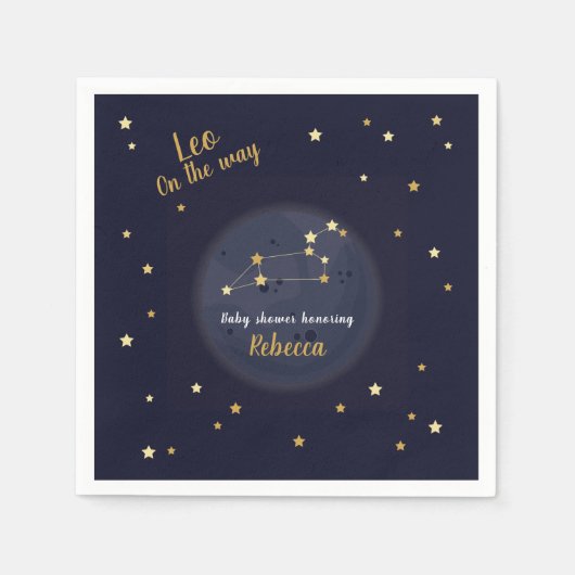 レオ〔占星術の〕十二宮図赤ちゃんシャワー スタンダードカクテルナプキン (正面)