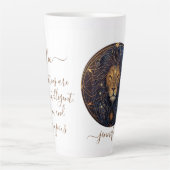 レオ〔占星術の〕十二宮図金ゴールドと黒 カフェラテマグ (正面)