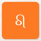 レオ〔占星術の〕十二宮図 – ネオンオレンジ スクエアペーパーコースター (正面)