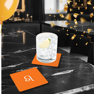 レオ〔占星術の〕十二宮図 – ネオンオレンジ スクエアペーパーコースター