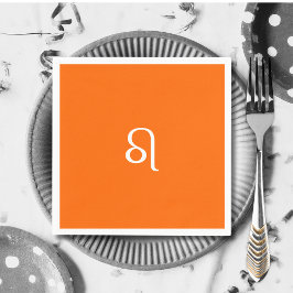 レオ〔占星術の〕十二宮図 – ネオンオレンジ スタンダードカクテルナプキン