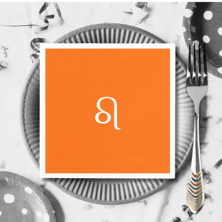 レオ〔占星術の〕十二宮図 – ネオンオレンジ スタンダードカクテルナプキン