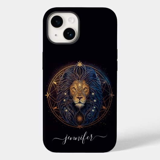 レオ 星座 ブラック&ゴールド Case-Mate iPhoneケース iPhone 14ケース (裏面)