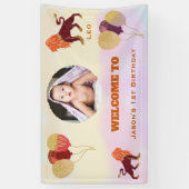 レオ 水彩 1歳 誕生日 フォトサイン 横断幕 (縦)