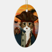 レオ、海賊大尉猫及びラットのファンタジーの芸術のオーナメント セラミックオーナメント (右)