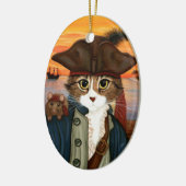 レオ、海賊大尉猫及びラットのファンタジーの芸術のオーナメント セラミックオーナメント (左)