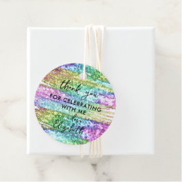 レカラフルインボーフェイクグリッターグラムパーティーありがとう フェイバータグ