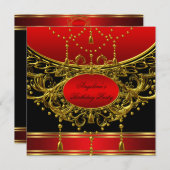 レガエレガントルレッド金ゴールド誕生会 招待状 (正面/裏面)