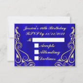 レガエレガントル金ゴールドタイポグラフィスウィート16 出欠カード (裏面)